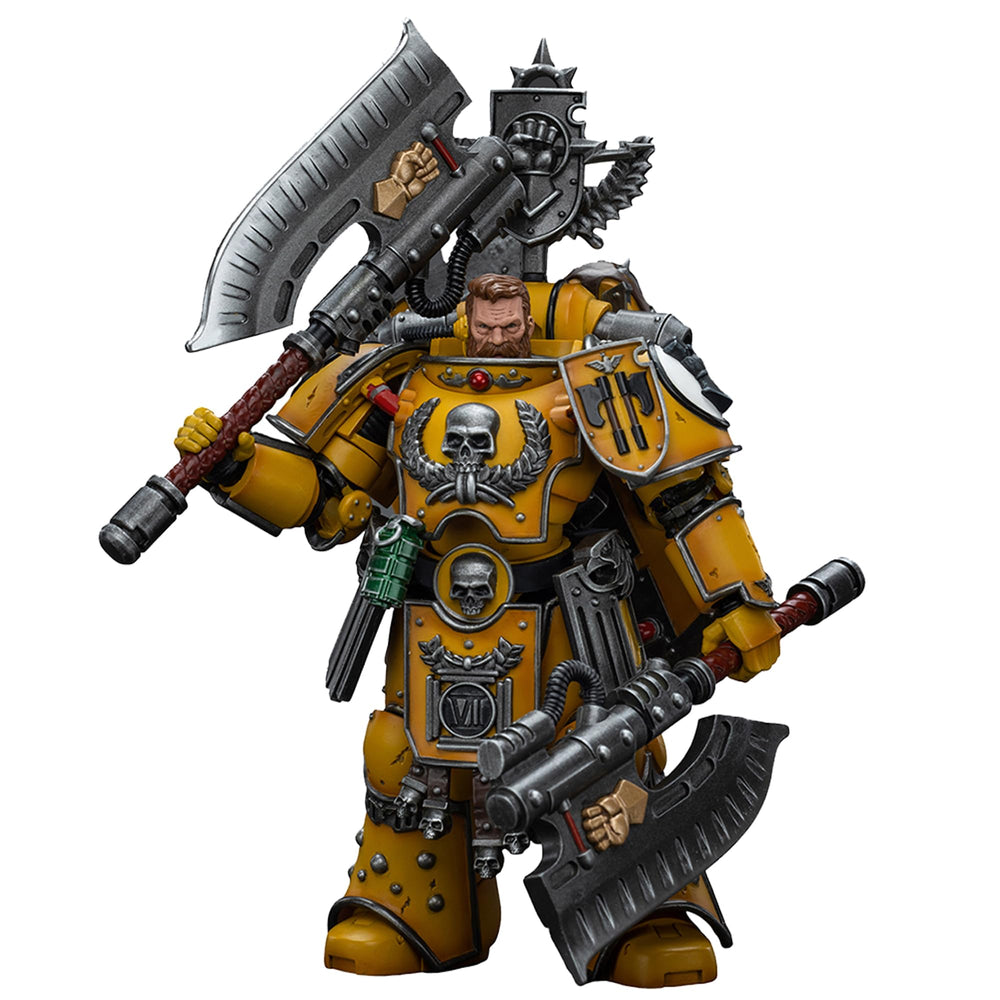 JOYTOY Imperial Fists figure with detailed paint and vintage war-damage effects for collectors.