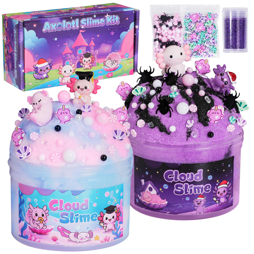 Joytry axolotl cloud slime kit two-pack jar for soothing, mess-free play
