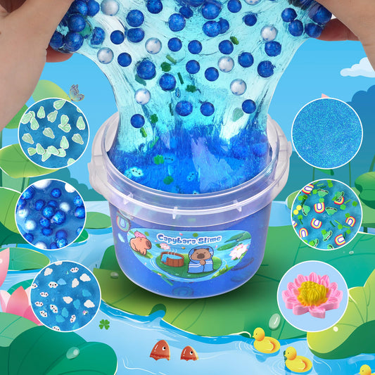 Joytry blue clear slime add-ins highlight vibrant mix-ins for stretch and texture play