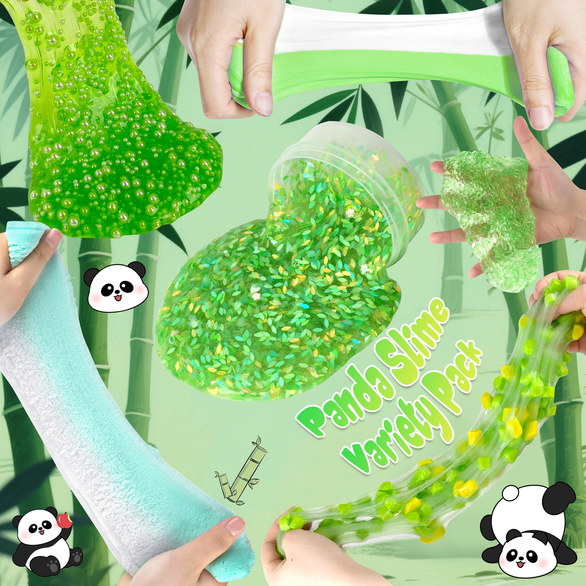 Joytry Panda Slime Kit gold-foil-trails reveal sparkling effects with each poke
