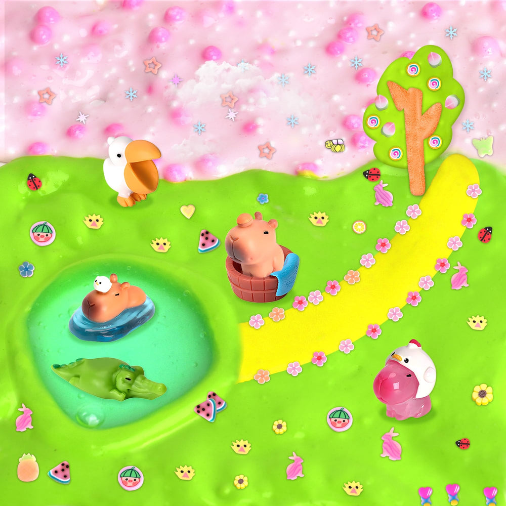 Joytry pom-poms slime includes soft decor for visual fun and tactile exploration.