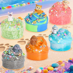 Joytry Puppy Slime Kit snow fizz image emphasizes crunchy texture and satisfying squish