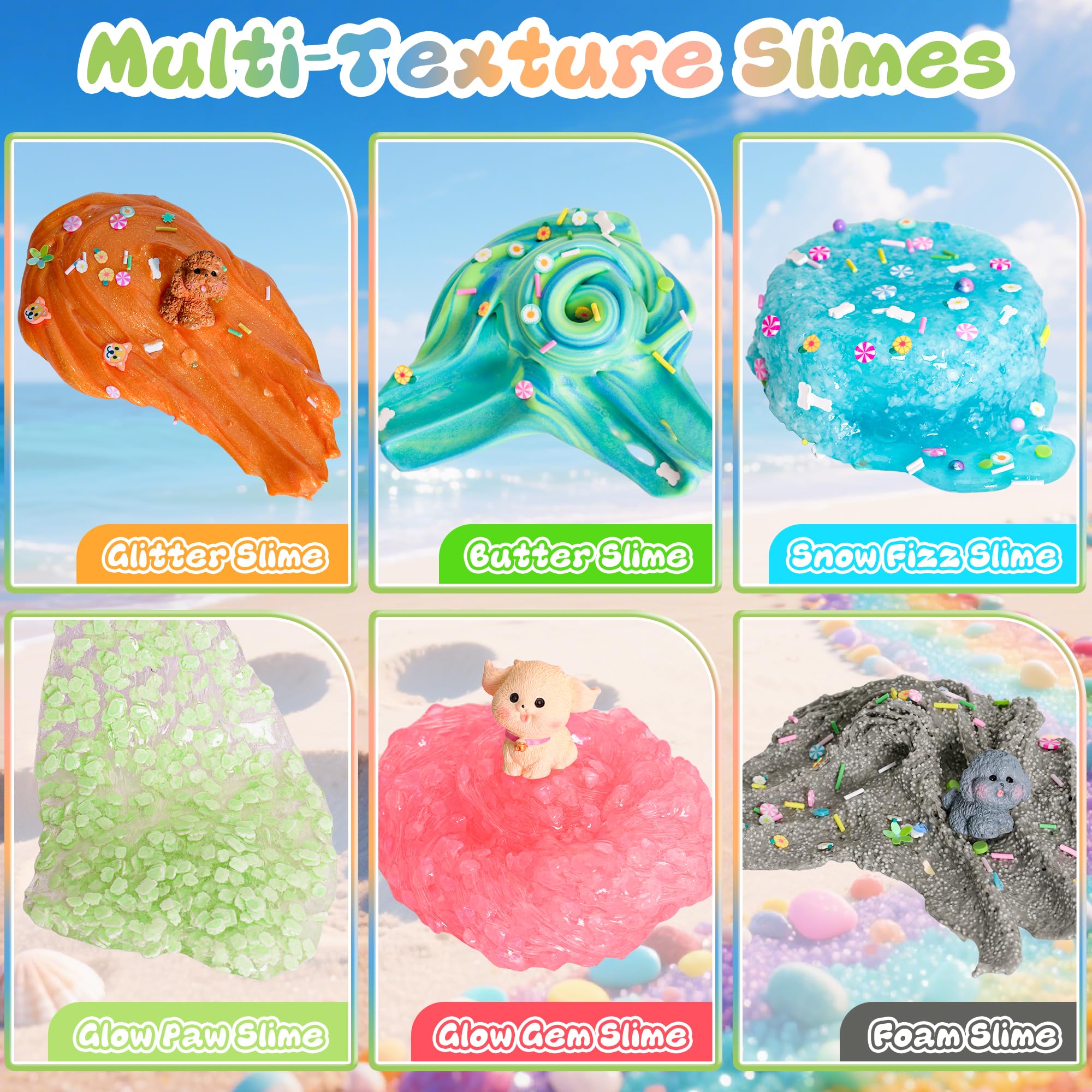 Joytry Puppy Slime Kit ultra-stretch slime shown for satisfying tactile stretches and ASMR sounds