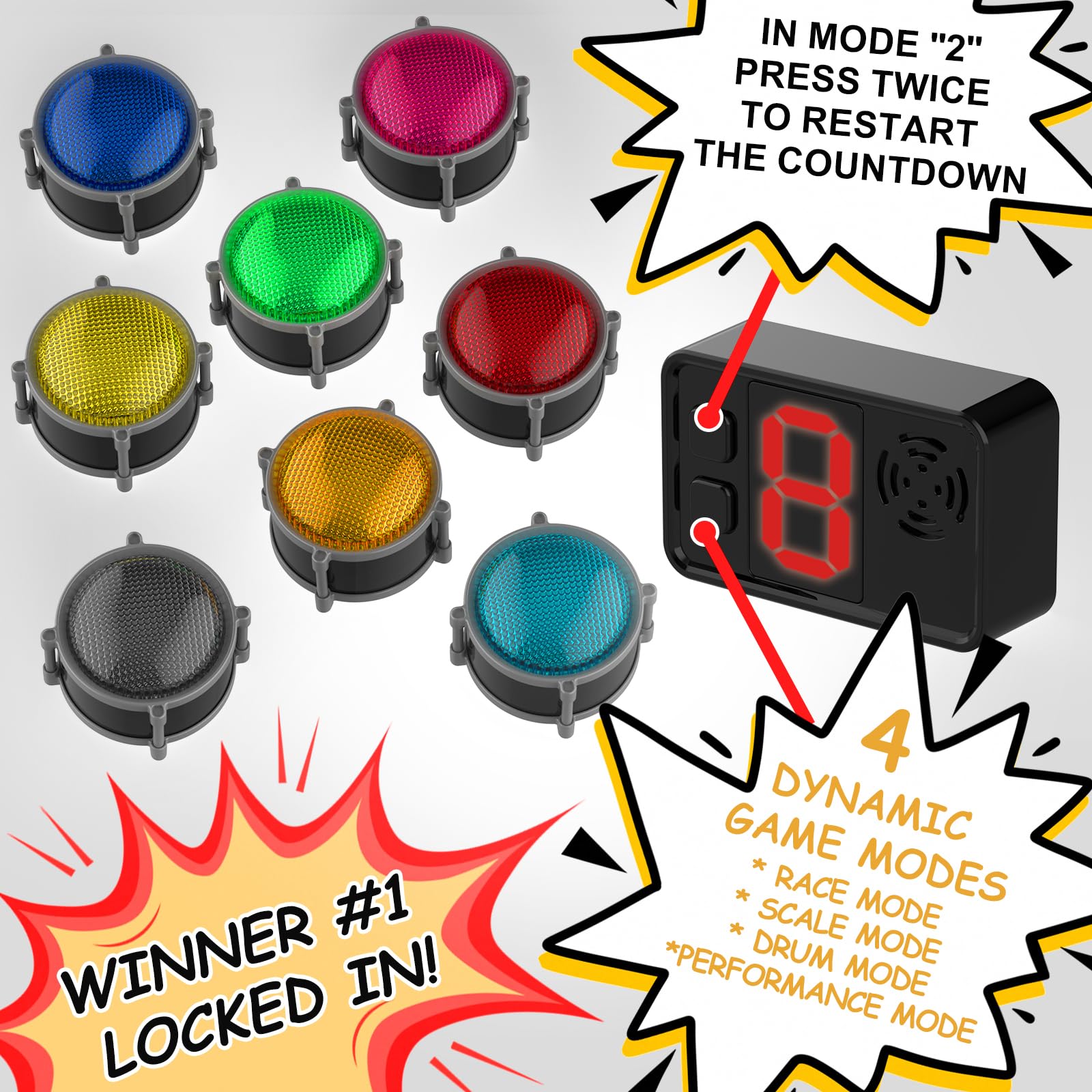 Joyublly buzzers four modes with quick response for fast winners.