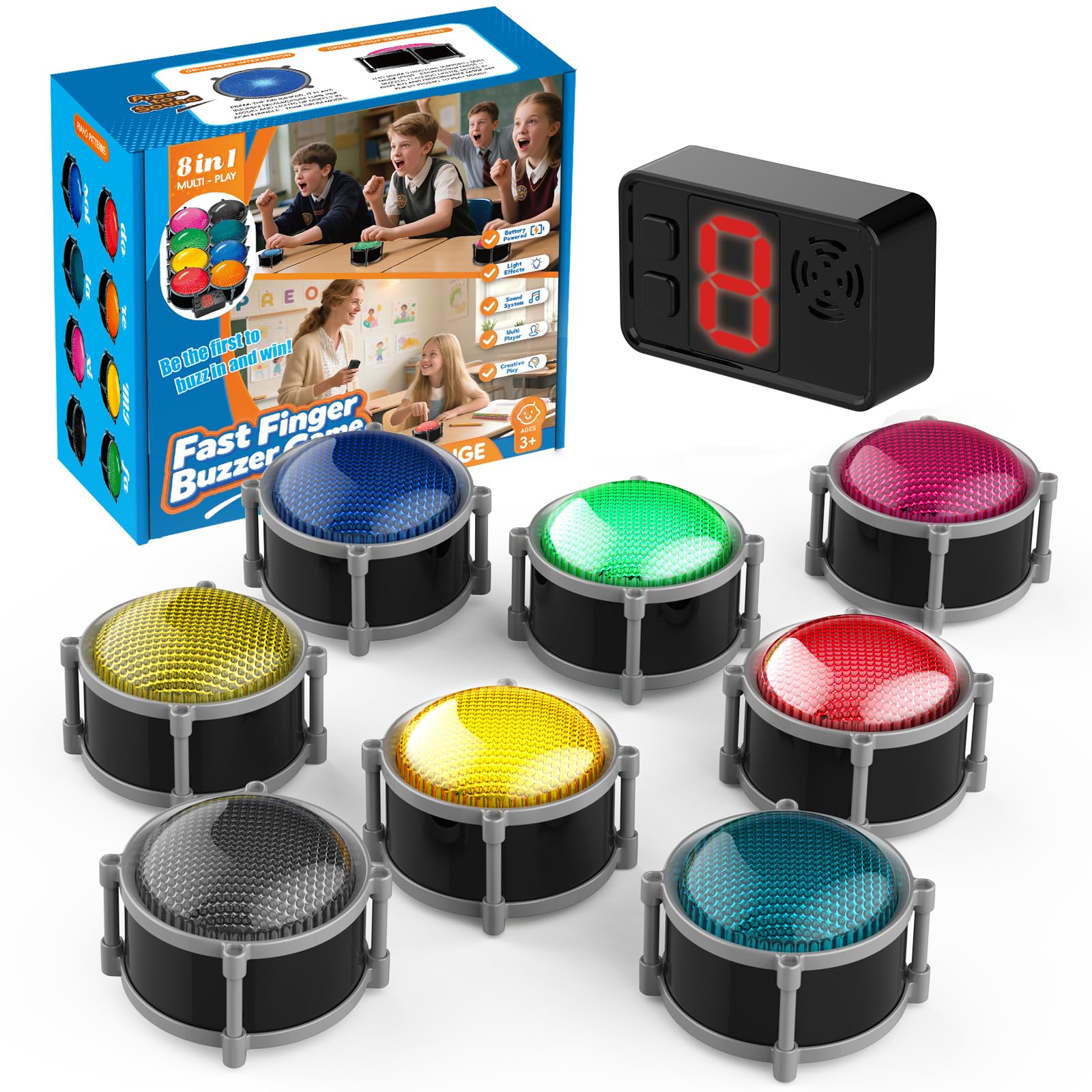 Joyublly buzzers front view for engaging classroom trivia sessions.