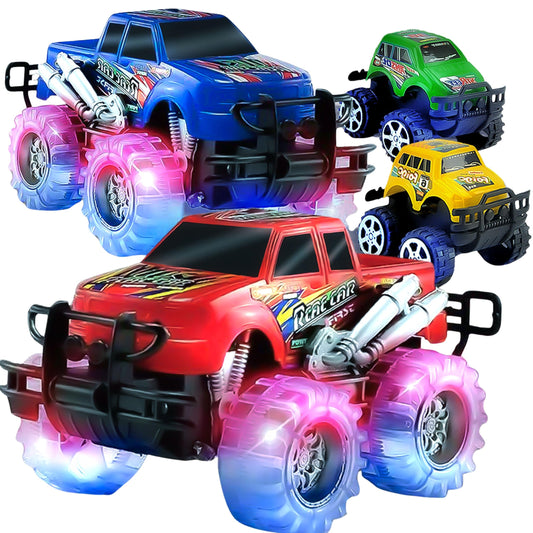 JoyX red push n go monster truck close-up highlighting handling