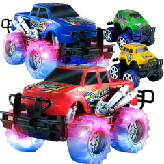 JoyX red push n go monster truck close-up highlighting handling