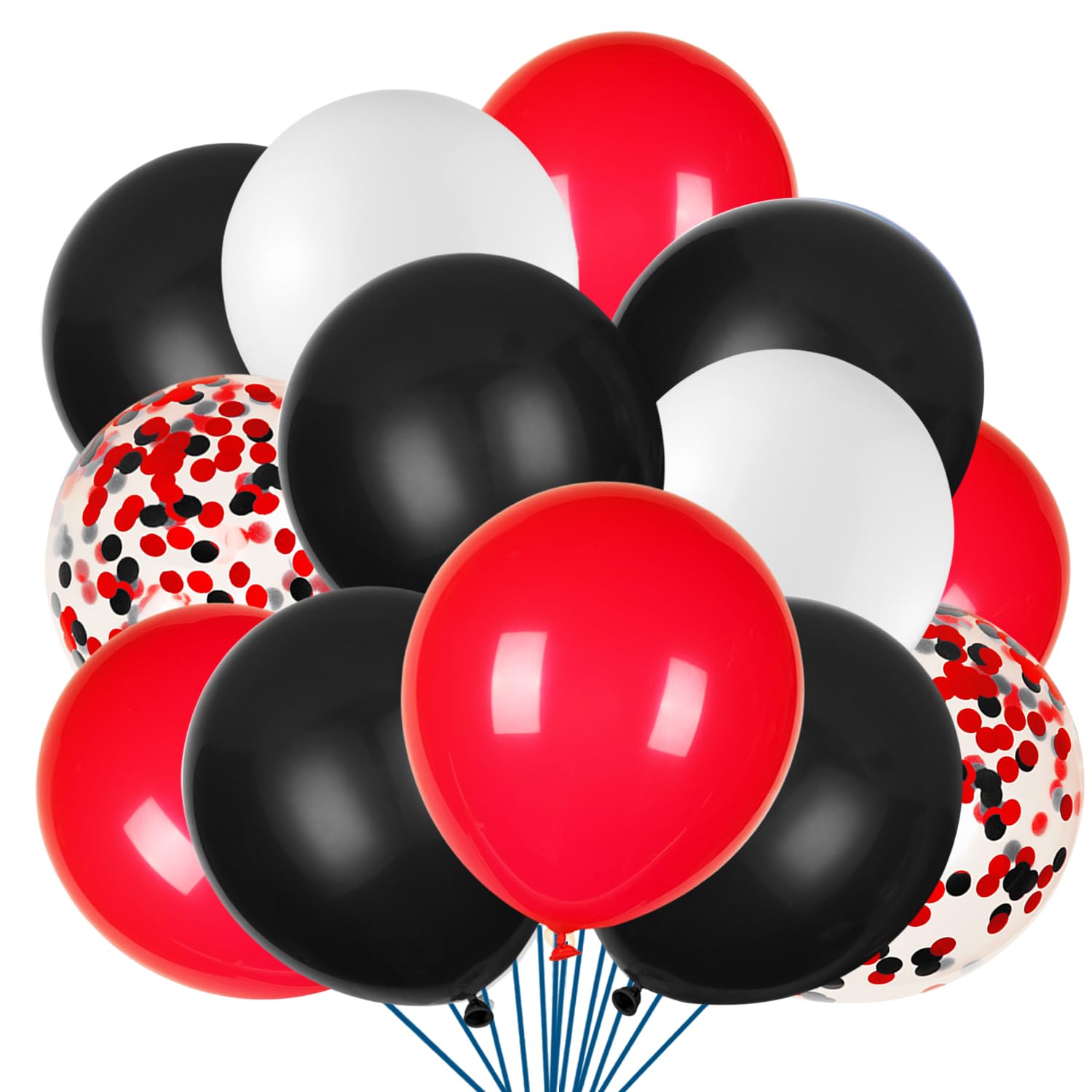 JOYYPOP 80pcs red-black-white balloons pack for festive decorations and easy setup.