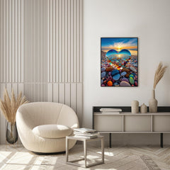 Jozutoyz Love Pebbles artwork detail highlights colorful coastal scene