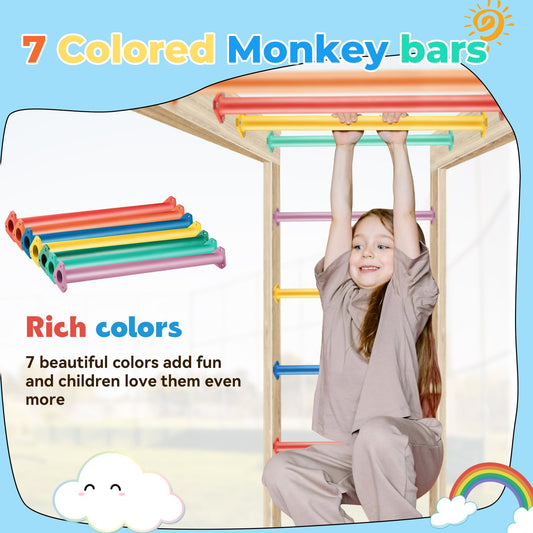 JPOIP yellow monkey bar for indoor or outdoor climbing fun