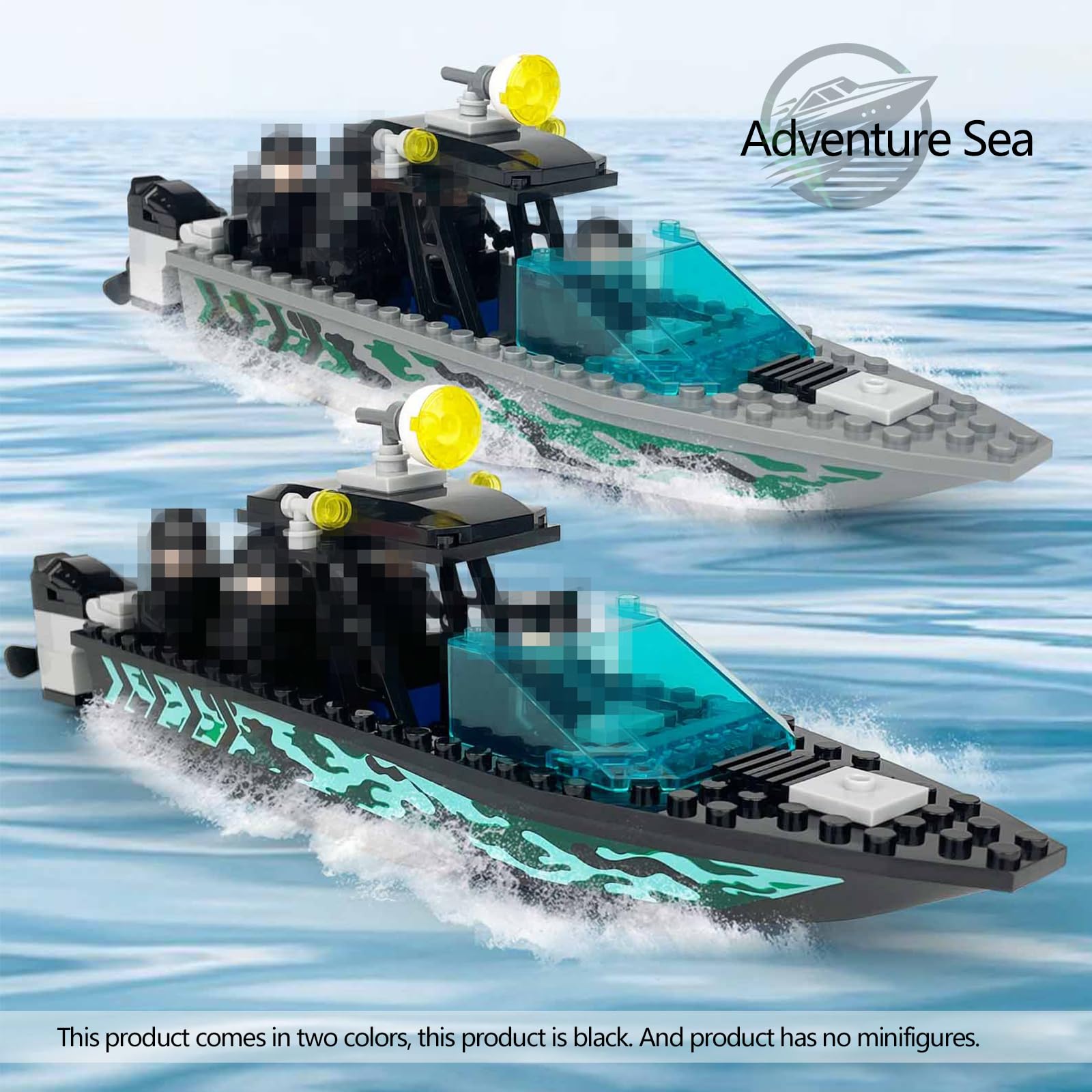 JQARCH city police speedboat with realistic decals for display and play