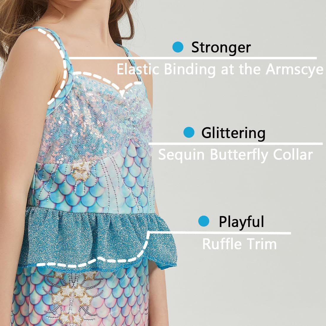 JQGBBOX Blue Mermaid Dress crown and scepter accessory for pretend play