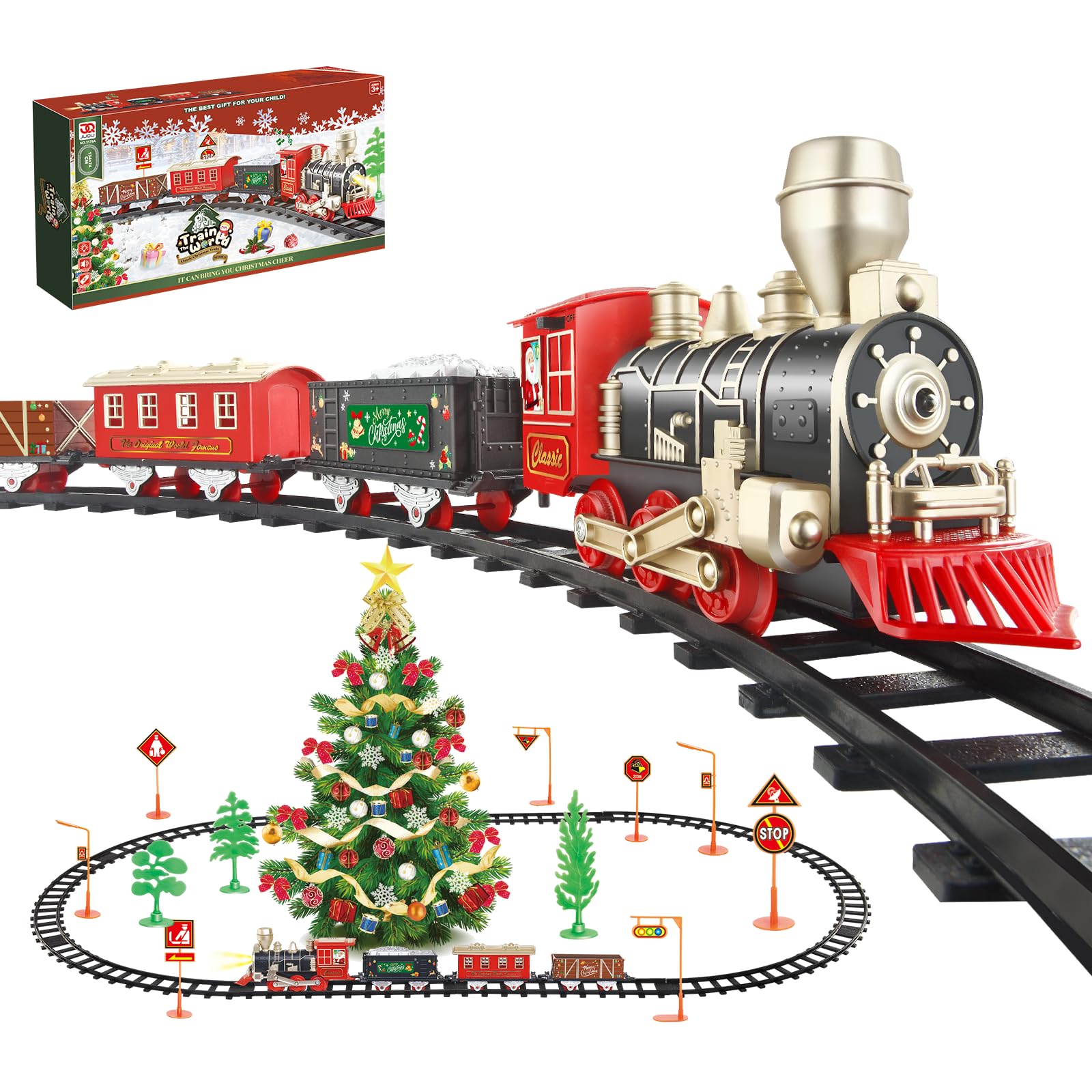 JQ JUQU electric train locomotive with lights for realistic play.