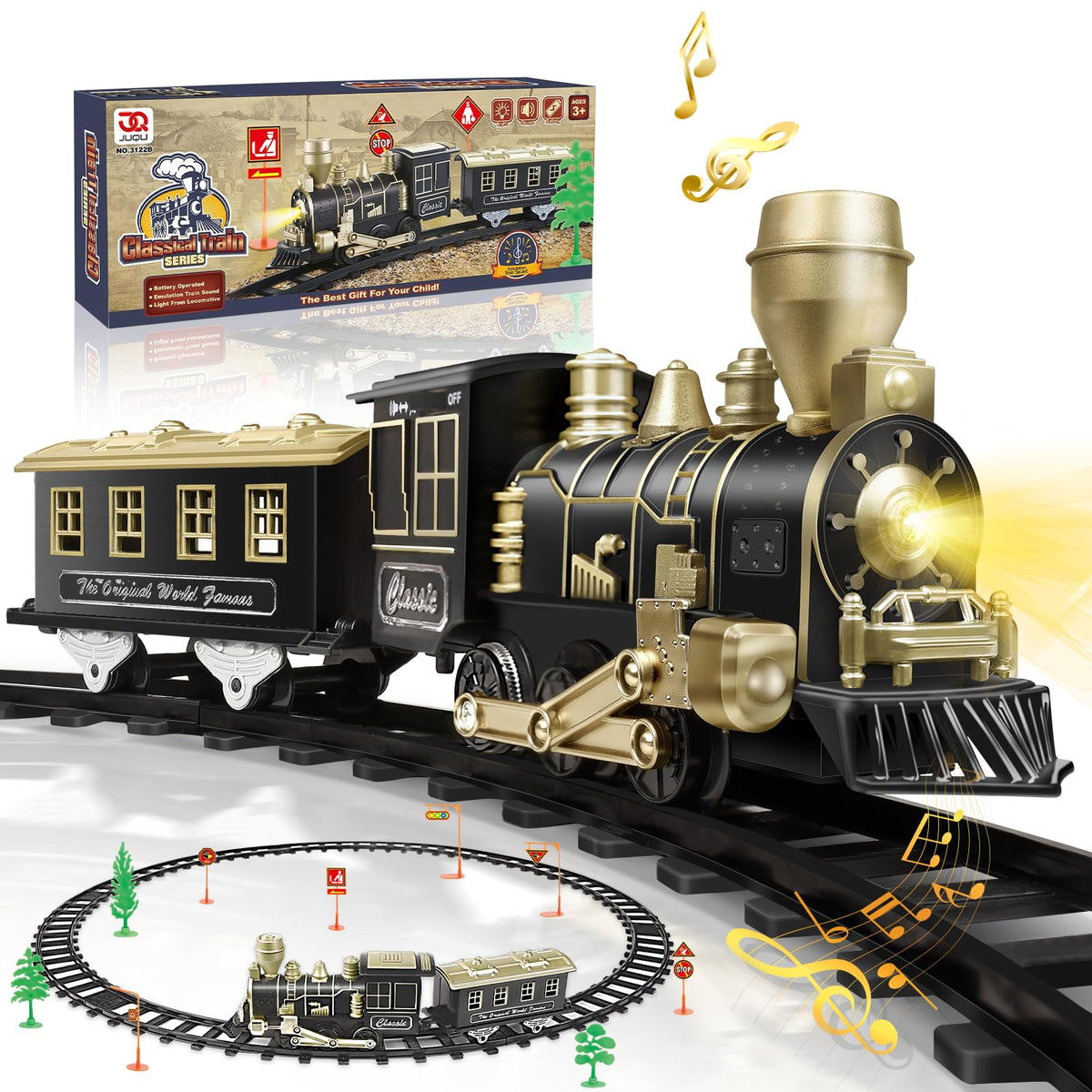 JQ JUQU locomotive with LED headlight for authentic indoor train play