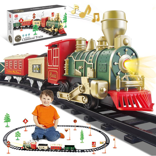 JQ JUQU locomotive engine with a working headlight for immersive play.