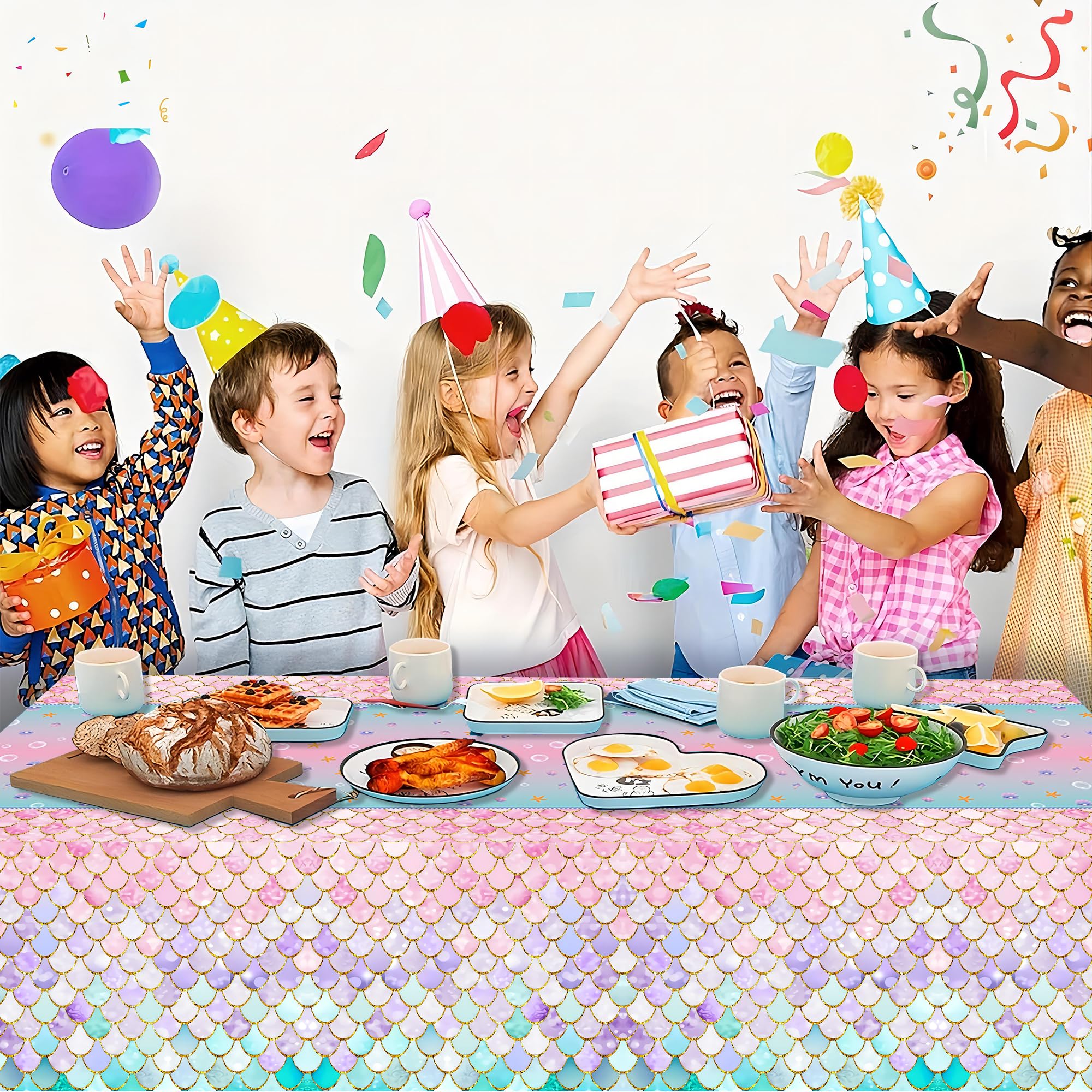 JQSSHXB Three-pack mermaid tablecloths fit most tables while protecting surfaces