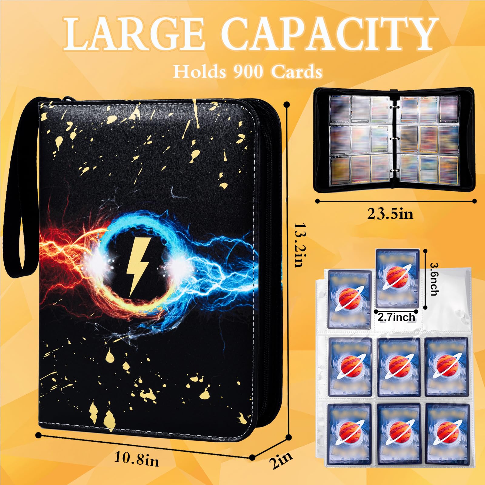 Jravkfi binder with 3-ring spine for easy sleeve changes.