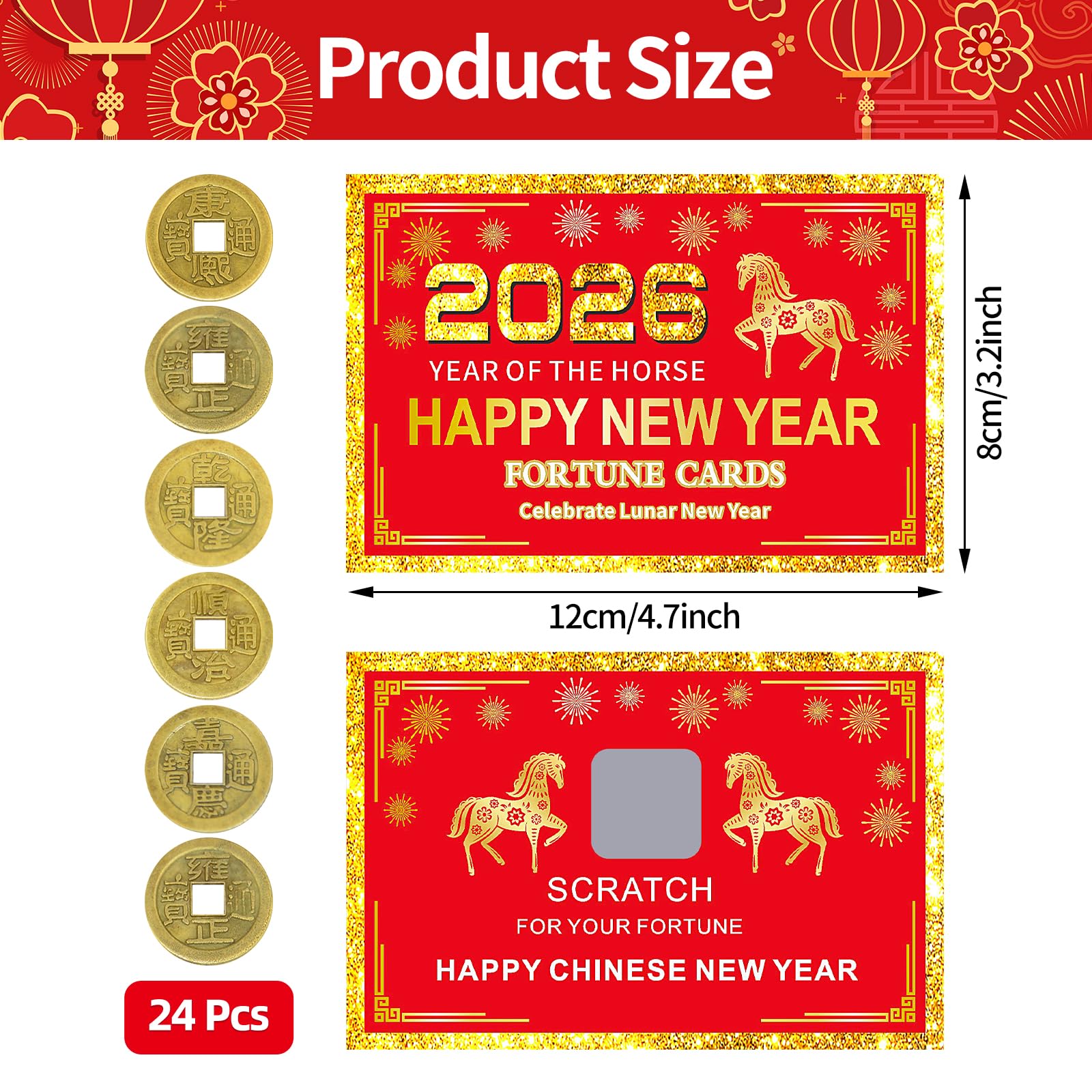 Jremreo 24-card set featuring varied blessings with accompanying lucky coins