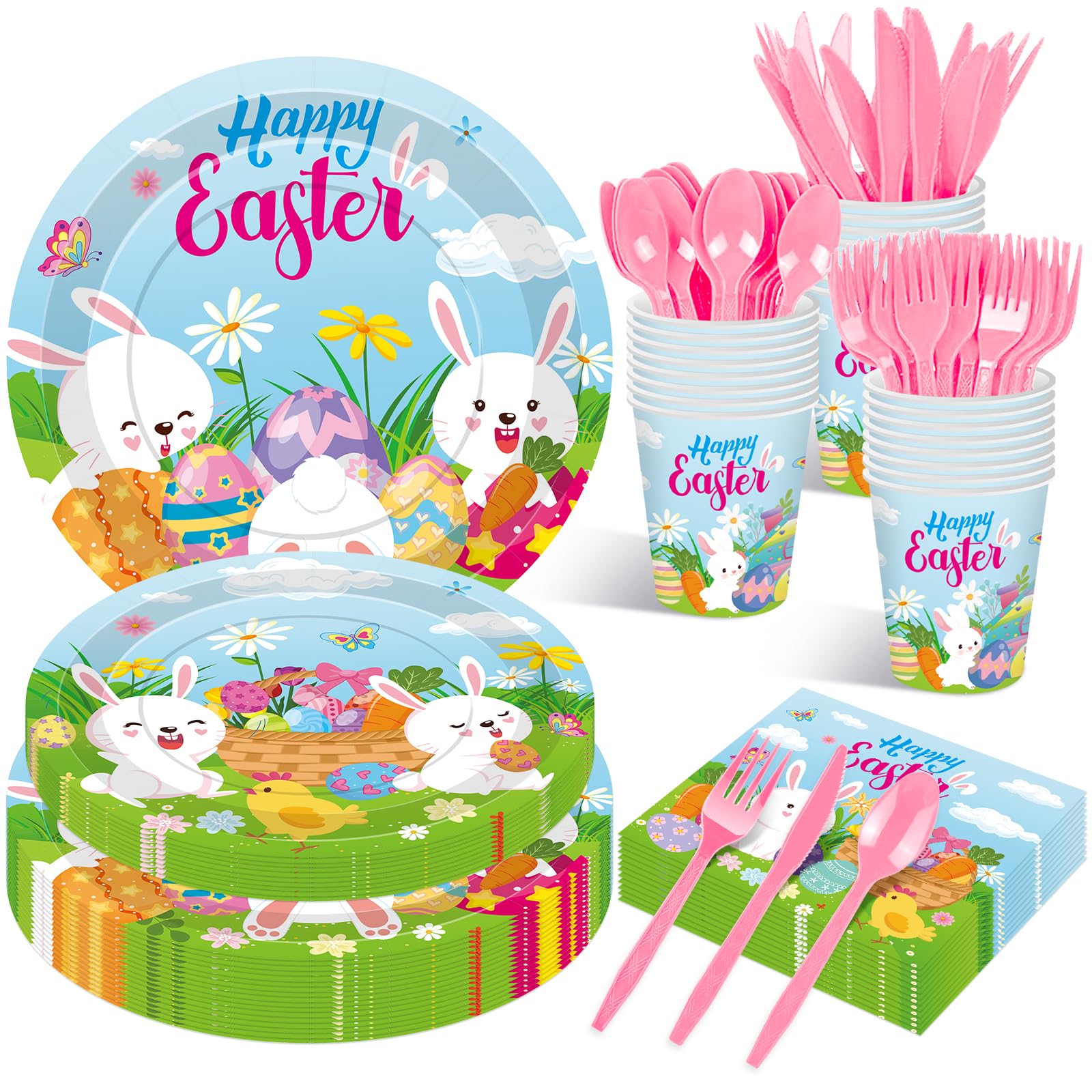 Jremreo Easter Day dinner plates with bunny design for family meals