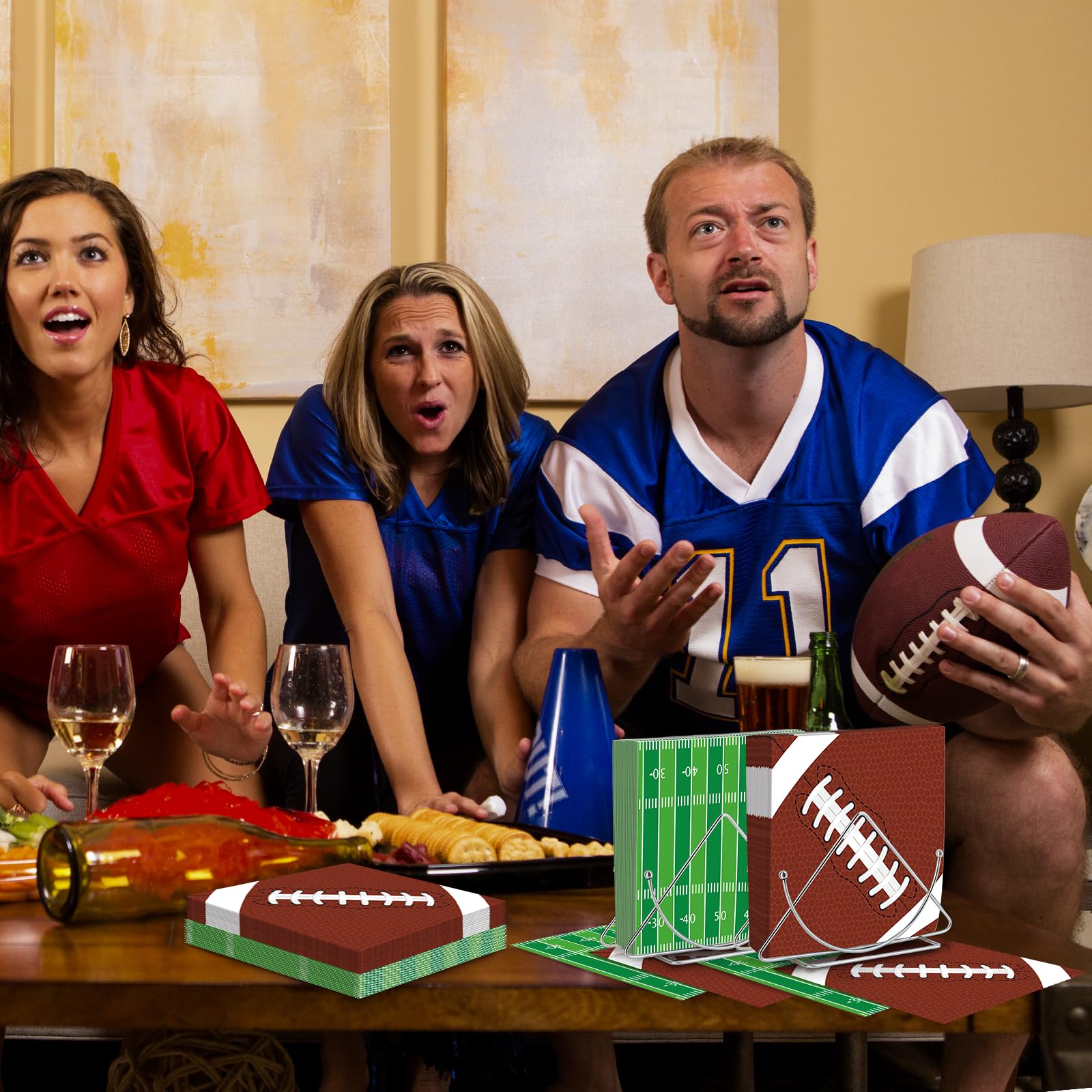 Jremreo football napkins displayed on table for festive sports gatherings