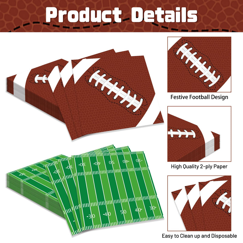Jremreo 50-pack football napkins for easy party cleanup at games