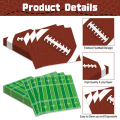Jremreo 50-pack football napkins for easy party cleanup at games
