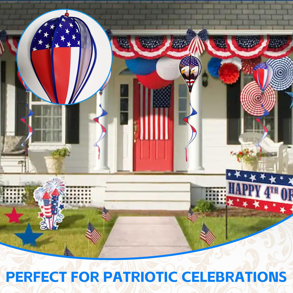 Jremreo patriotic wind spinner with hanging hook for easy setup.