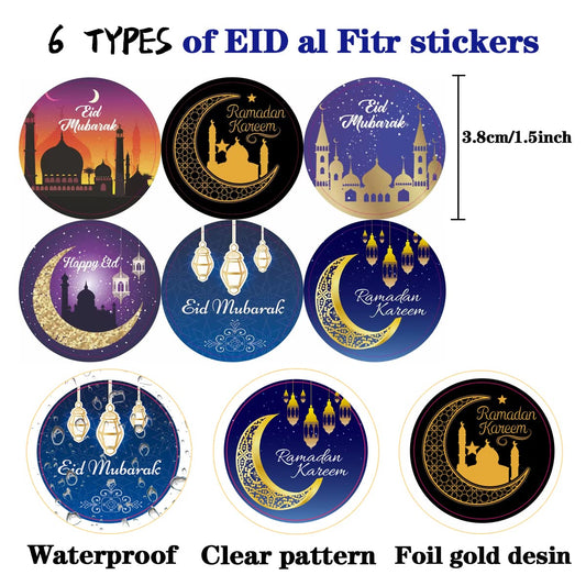 Jremreo Ramadan Kareem round sticker roll for party favors and festive gifts