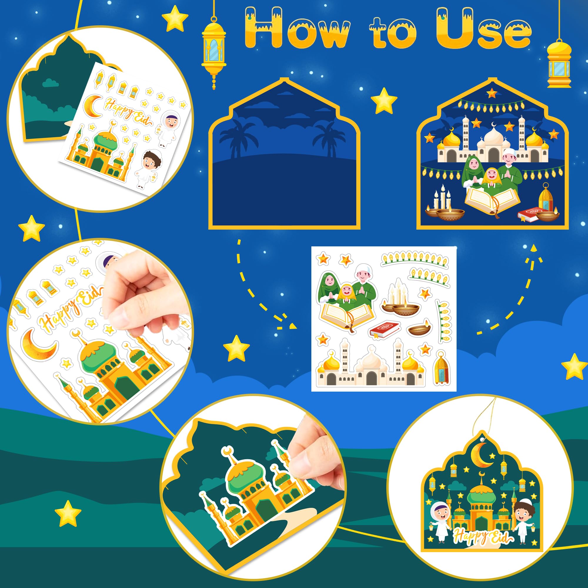 Jremreo Ramadan Kareem sticker sheets: 24 sheets to mix and decorate
