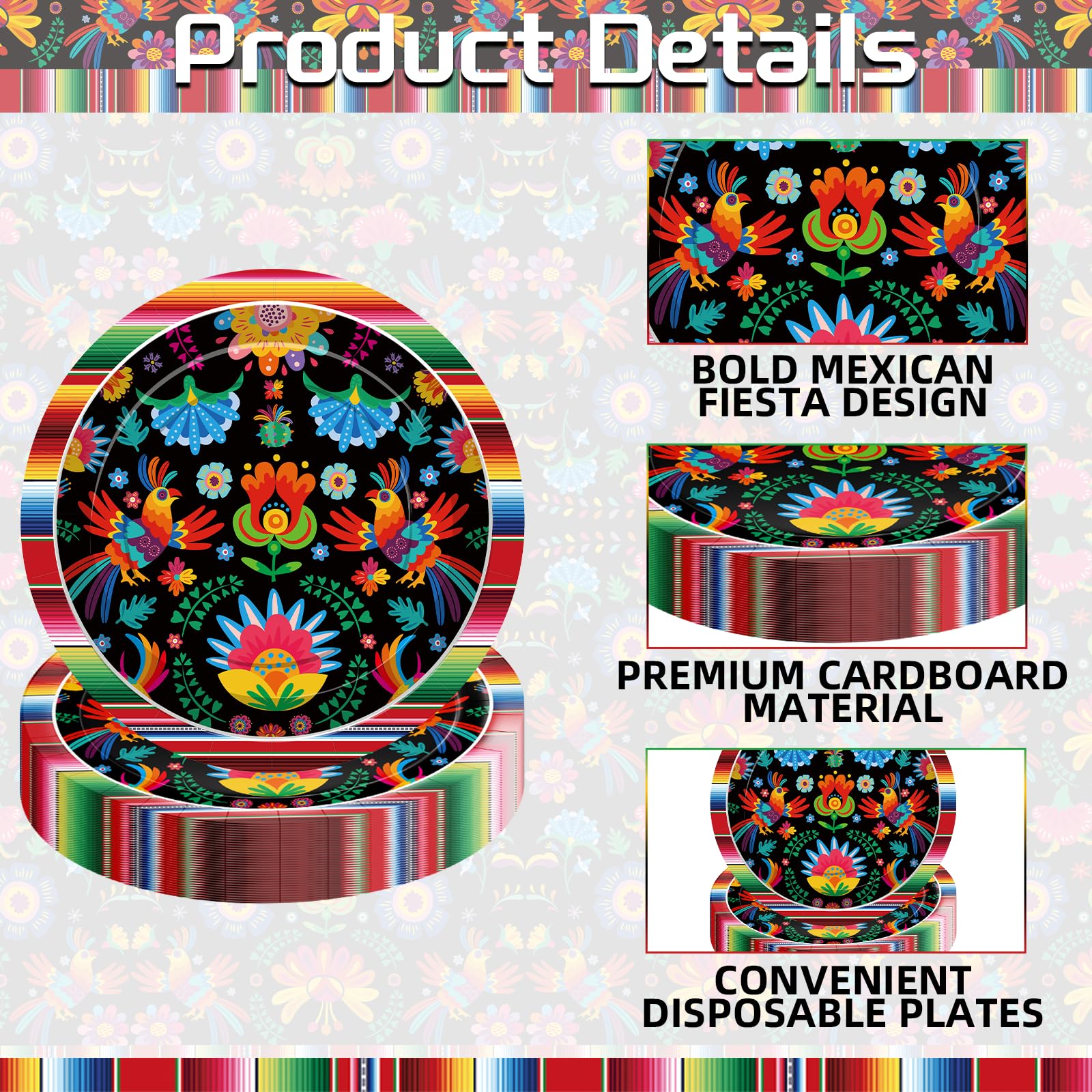 Jremreo fiesta plates on a colorful table setup perfect for tacos and snacks occasions.