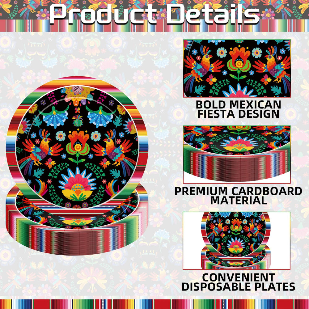 Jremreo fiesta plates on a colorful table setup perfect for tacos and snacks occasions.