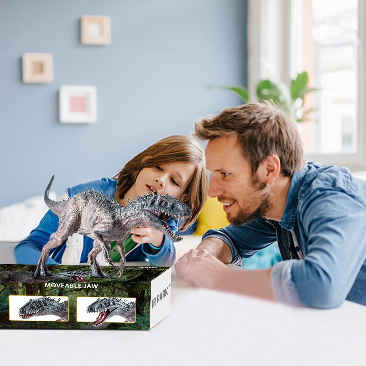 JR PARK educational play ideas featuring dinosaur figures for learning.
