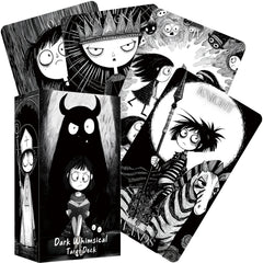 Jrskvaro Dark Whimsical Tarot Cards cover image with moody monochrome art for intriguing readings