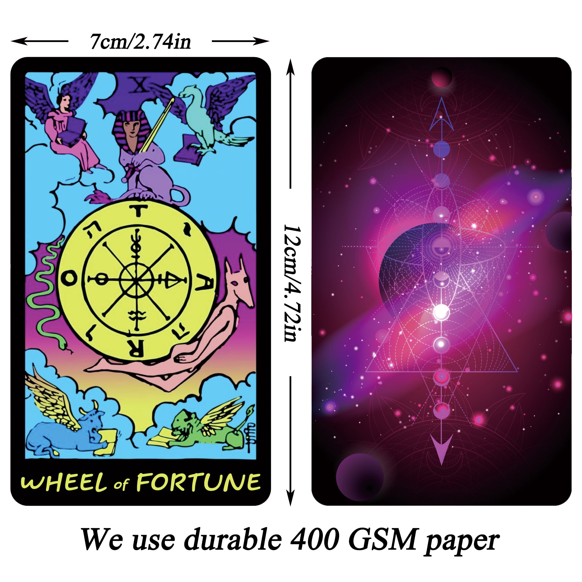 Jrskvaro 78-card neon tarot deck laid out for intuitive reading practice