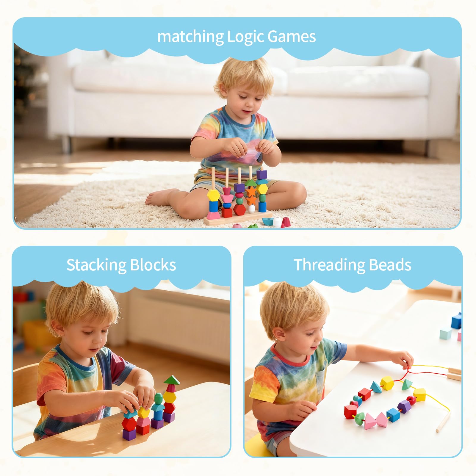 JRUXJWI safe wooden construction with smooth edges for toddler play