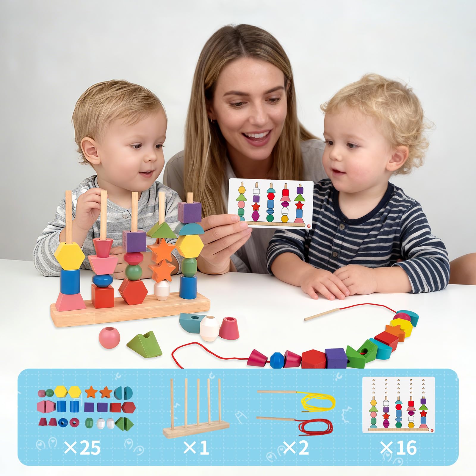 JRUXJWI shape matching stacker supports spatial awareness practice