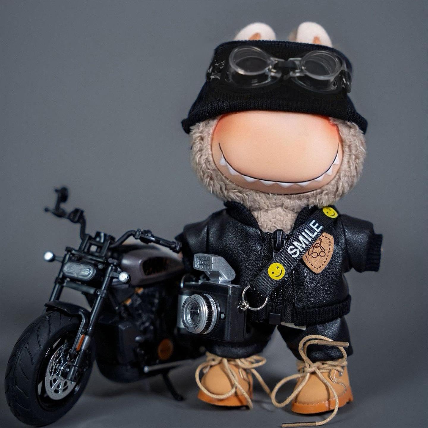 JSINMA Labubu knit beanie and goggles ideal for playful styling
