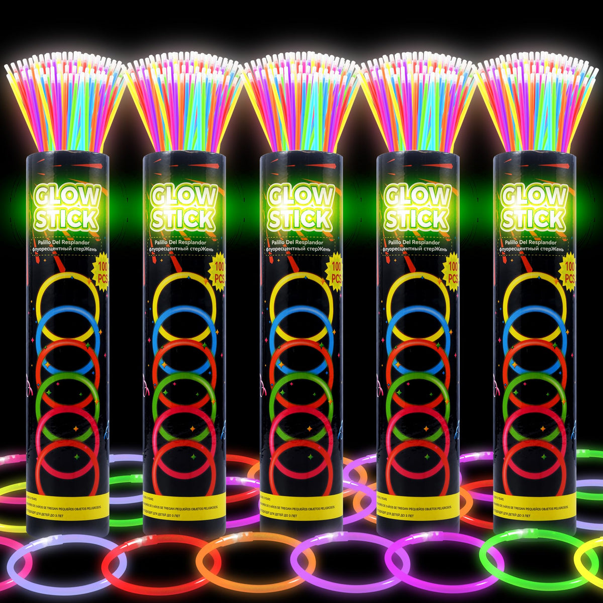 JSronms 500 Ultra Bright Glow Sticks 8-inch pack for vibrant party lighting