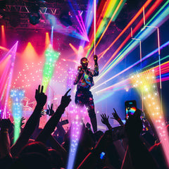 JSronms fiber optic wand demonstrates party energy with glow
