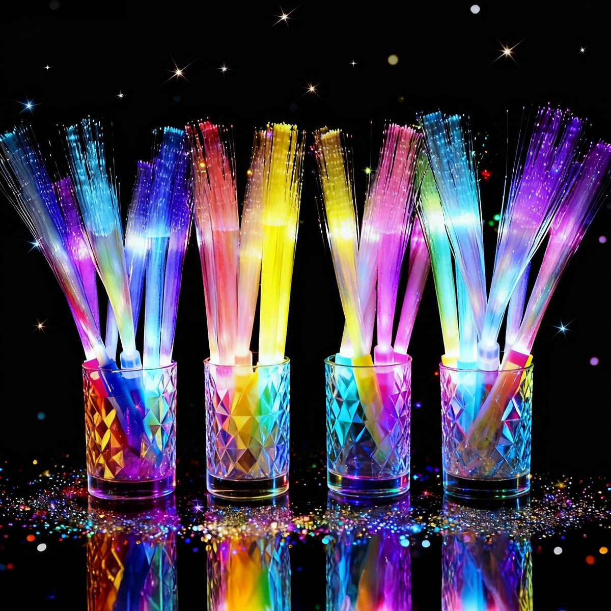 JSronms fiber optic wand with pink handle glows vividly for parties