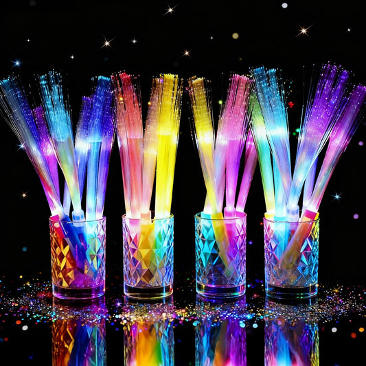 JSronms fiber optic wand with pink handle glows vividly for parties