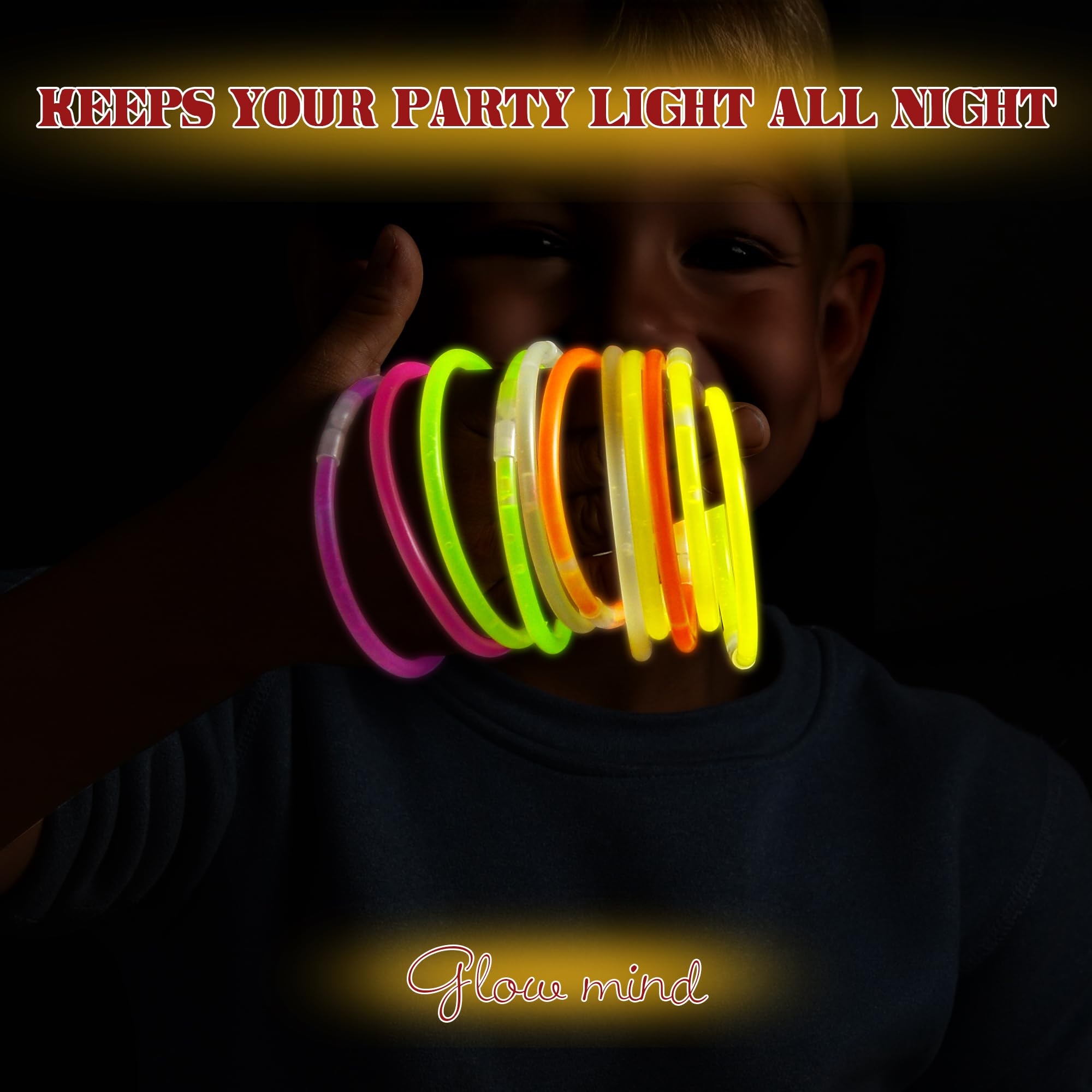 JSronms glow-stick bracelets with secure connectors for safe wear