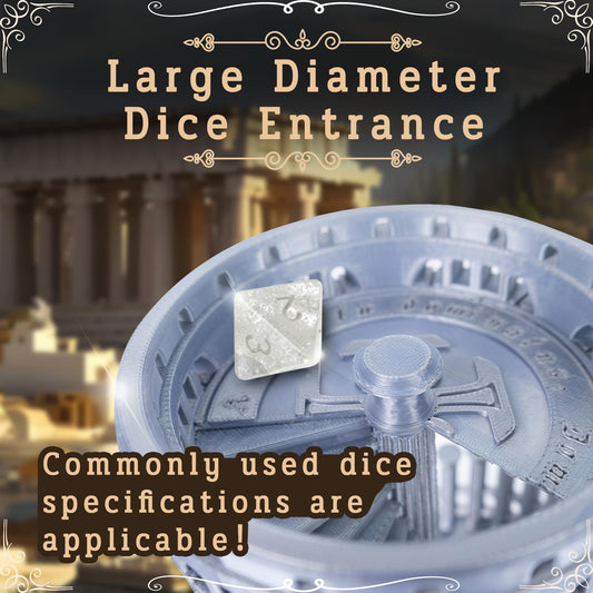 JstFrU DND dice tower entrance with large diameter for easy dice drops.