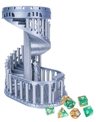 JstFrU DND dice tower with tray shows ancient Roman castle grey vibe for polished gameplay.