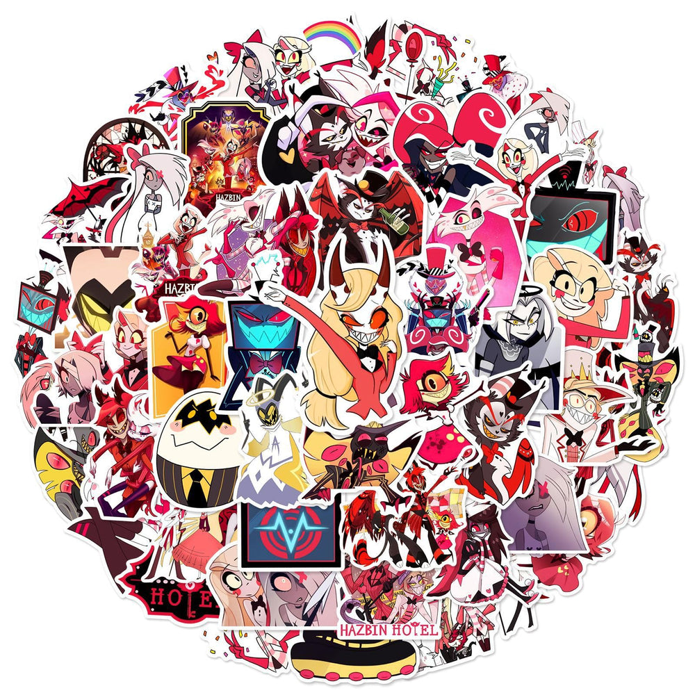 JSYAVG Hazbin Hotel guitar stickers provide vibrant artwork on gear.