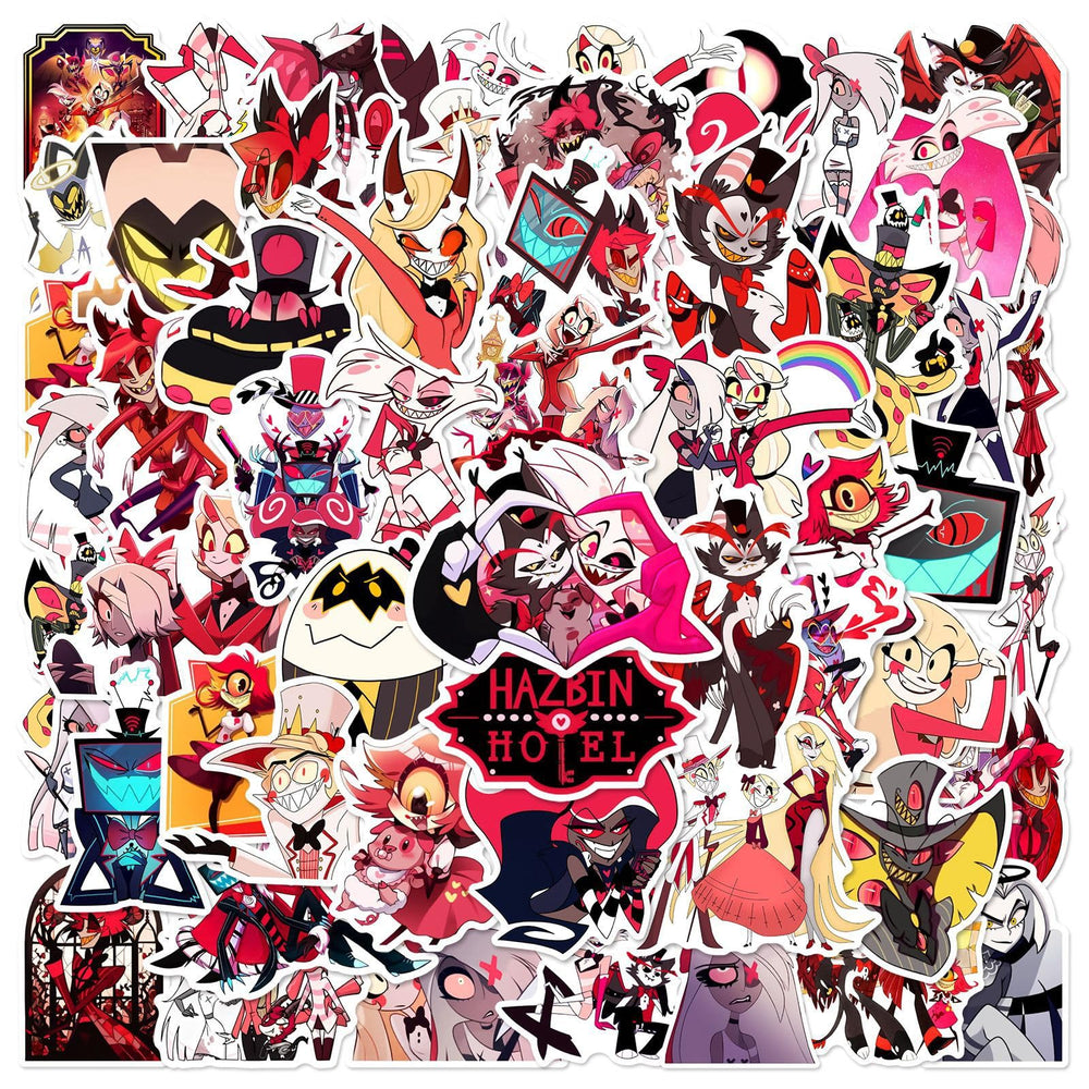 JSYAVG Hazbin Hotel stickers on a laptop for personalized style and durable protection.