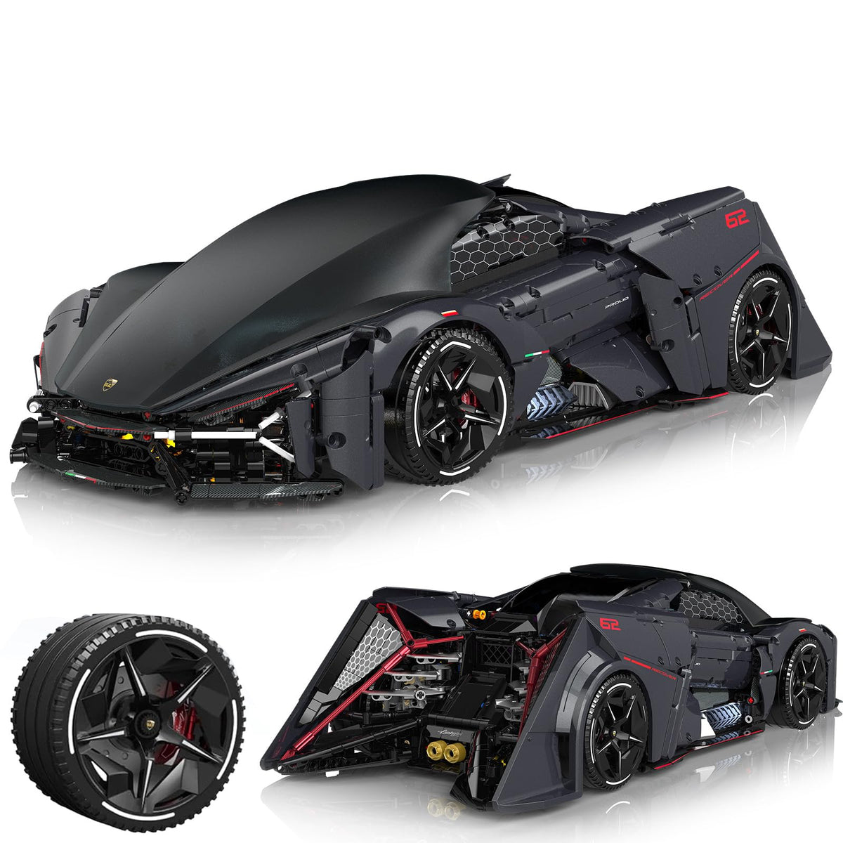 JTBBOY 1:8 sport car top view shows sleek lines for display and admiration