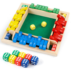 JTNFSH Shut The Box board in sturdy pinewood for family play and smooth turns
