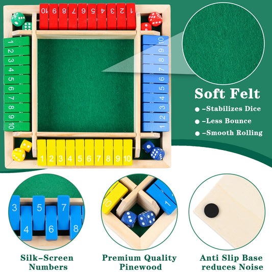 JTNFSH Shut The Box dice-set with colorful dice for quick, clear decisions