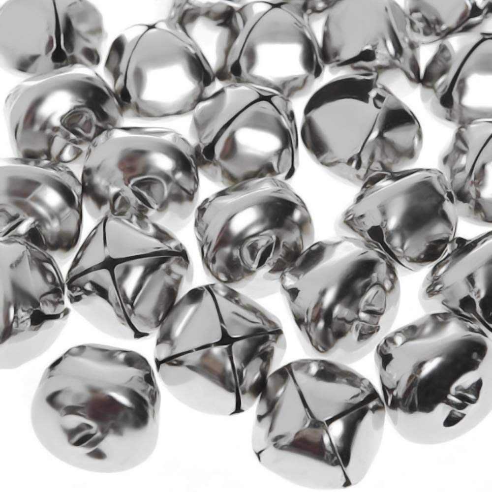 Jtshy jumbo silver jingle bells pack, 24 pieces, ideal for festive decor and DIY crafts.